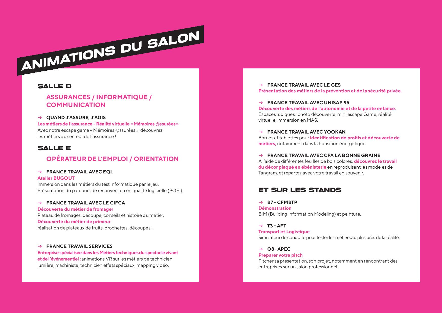 Les animations du salon