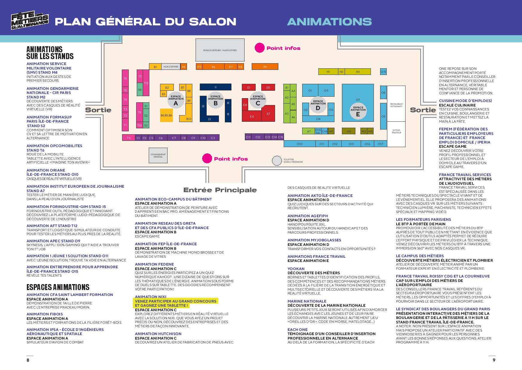 Le plan des animations du salon