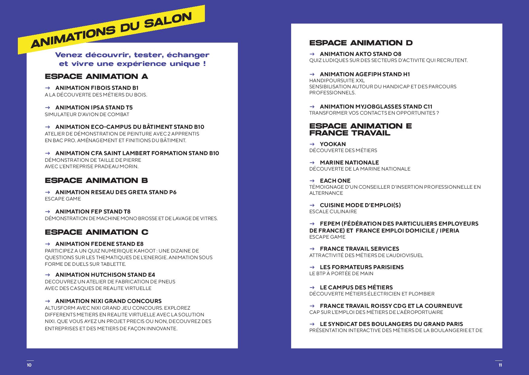 Les animations du salon